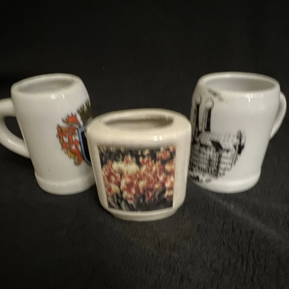 Vintage Miniature Beer Steins Mugs Lot Munchen Munich & Coat Of arms & Vase 3 Pc